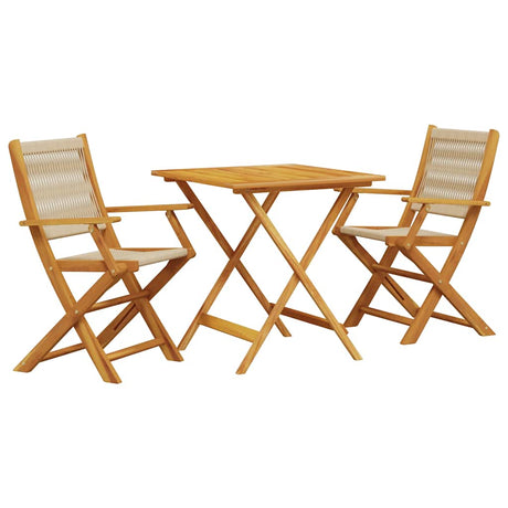 Vidaxl 3-delige bistroset polypropeen en massief hout beige