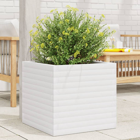 Vidaxl plantenbak 50x50x46 cm massief grenenhout wit