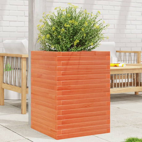 Vidaxl plantenbak 50x50x68,5 cm massief grenenhout wasbruin