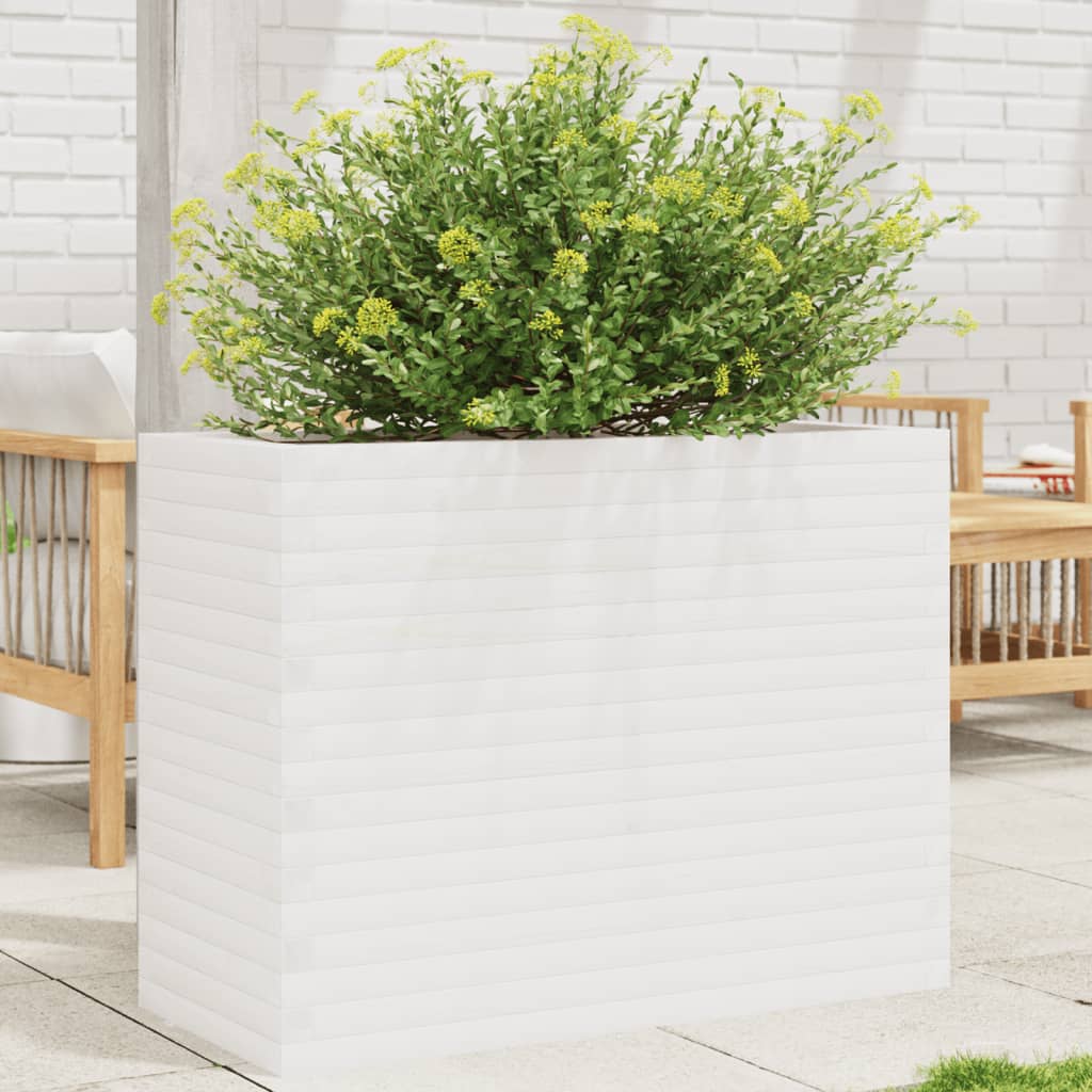 VidaXL Plantenbak 90x40x68,5 cm massief grenenhout wit