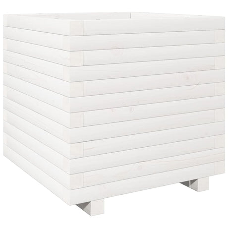 Vidaxl plantenbak 50x50x49,5 cm massief grenenhout wit