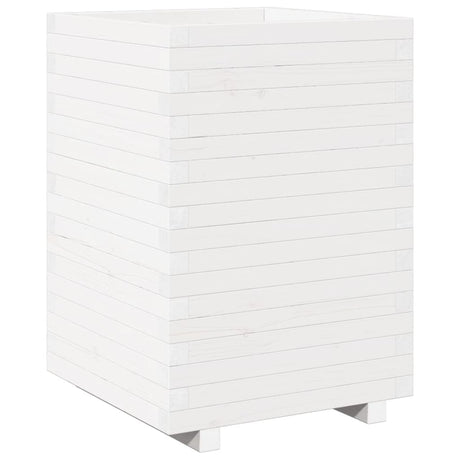 Vidaxl plantenbak 50x50x72,5 cm massief grenenhout wit