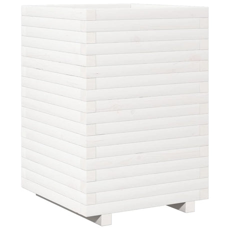 Vidaxl plantenbak 50x50x72 cm massief grenenhout wit