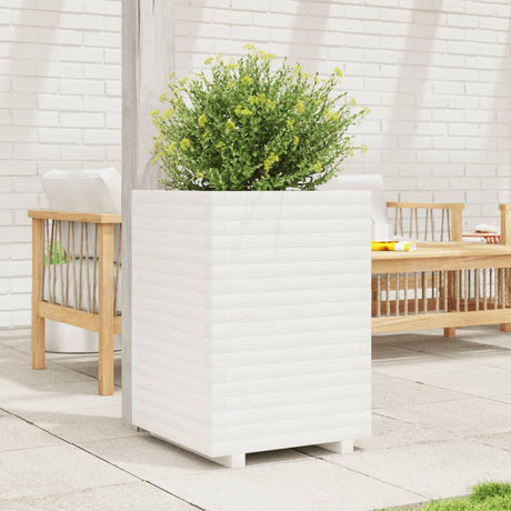 Vidaxl plantenbak 50x50x72 cm massief grenenhout wit
