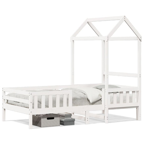 Vidaxl bedframe met huisje massief grenenhout wit 80x200 cm