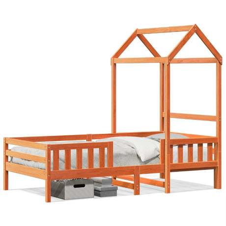 Vidaxl bedframe met huisje massief grenenhout wasbruin 80x200 cm