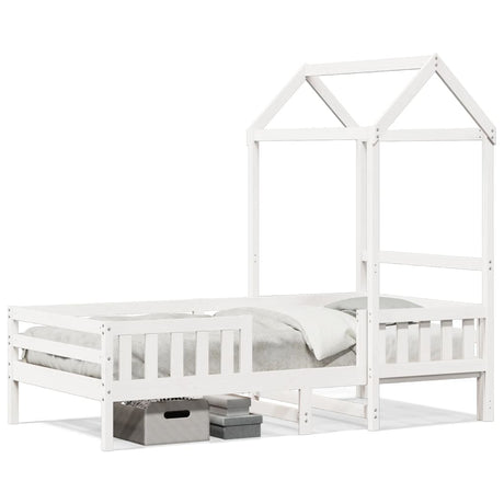 Vidaxl bedframe met huisje massief grenenhout wit 75x190 cm
