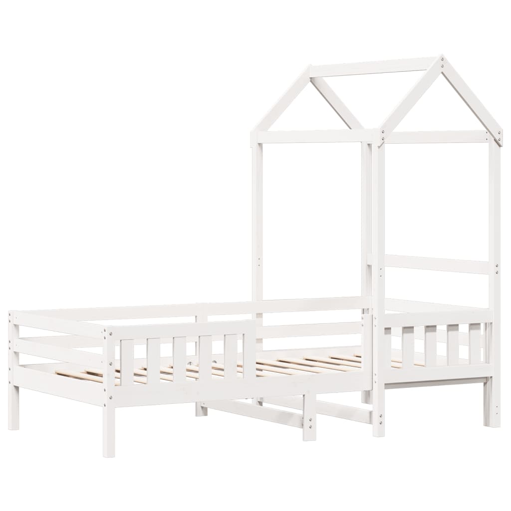 Vidaxl bedframe met huisje massief grenenhout wit 75x190 cm