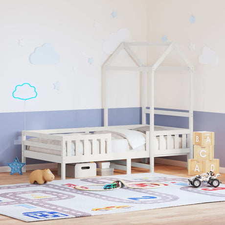 Vidaxl bedframe met huisje massief grenenhout wit 75x190 cm