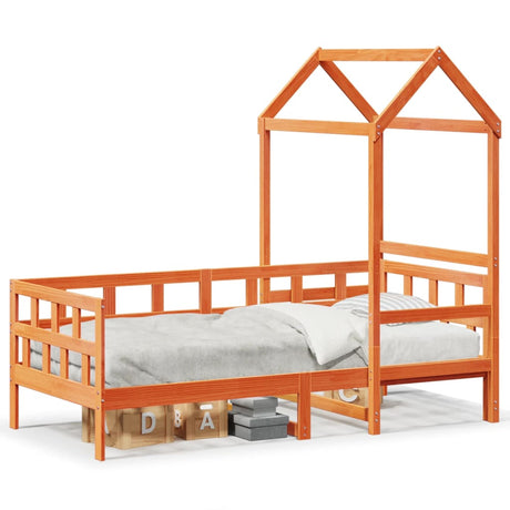Vidaxl kinderbed met huisje massief grenenhout wasbruin 80x200 cm