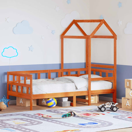 Vidaxl kinderbed met huisje massief grenenhout wasbruin 80x200 cm
