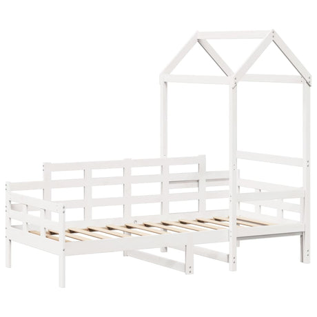 Vidaxl slaapbank met bedhuis 80x200 cm massief grenenhout wit