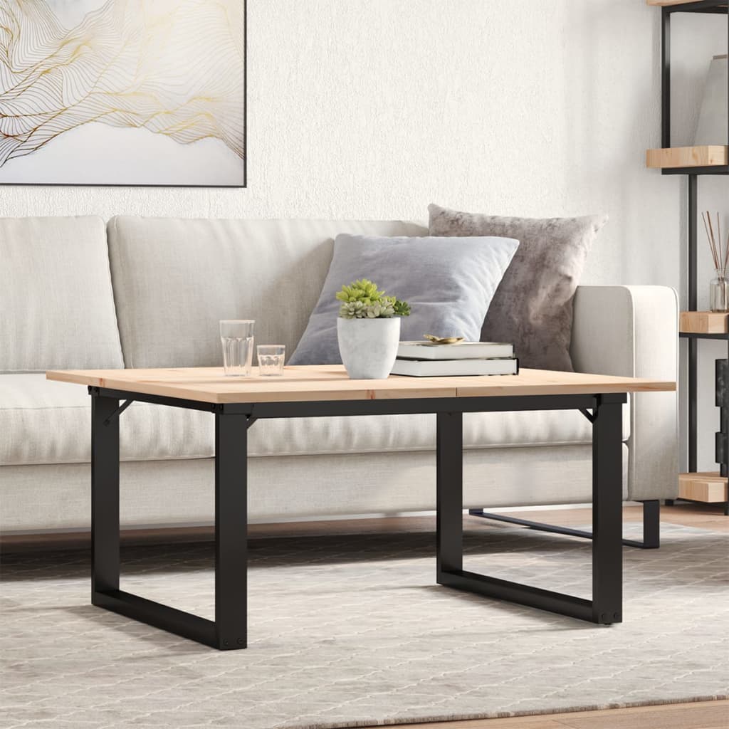 Vidaxl salontafel o-frame 80x80x45 cm massief grenenhout en staal