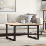 Vidaxl salontafel o-frame 80x80x45 cm massief grenenhout en staal