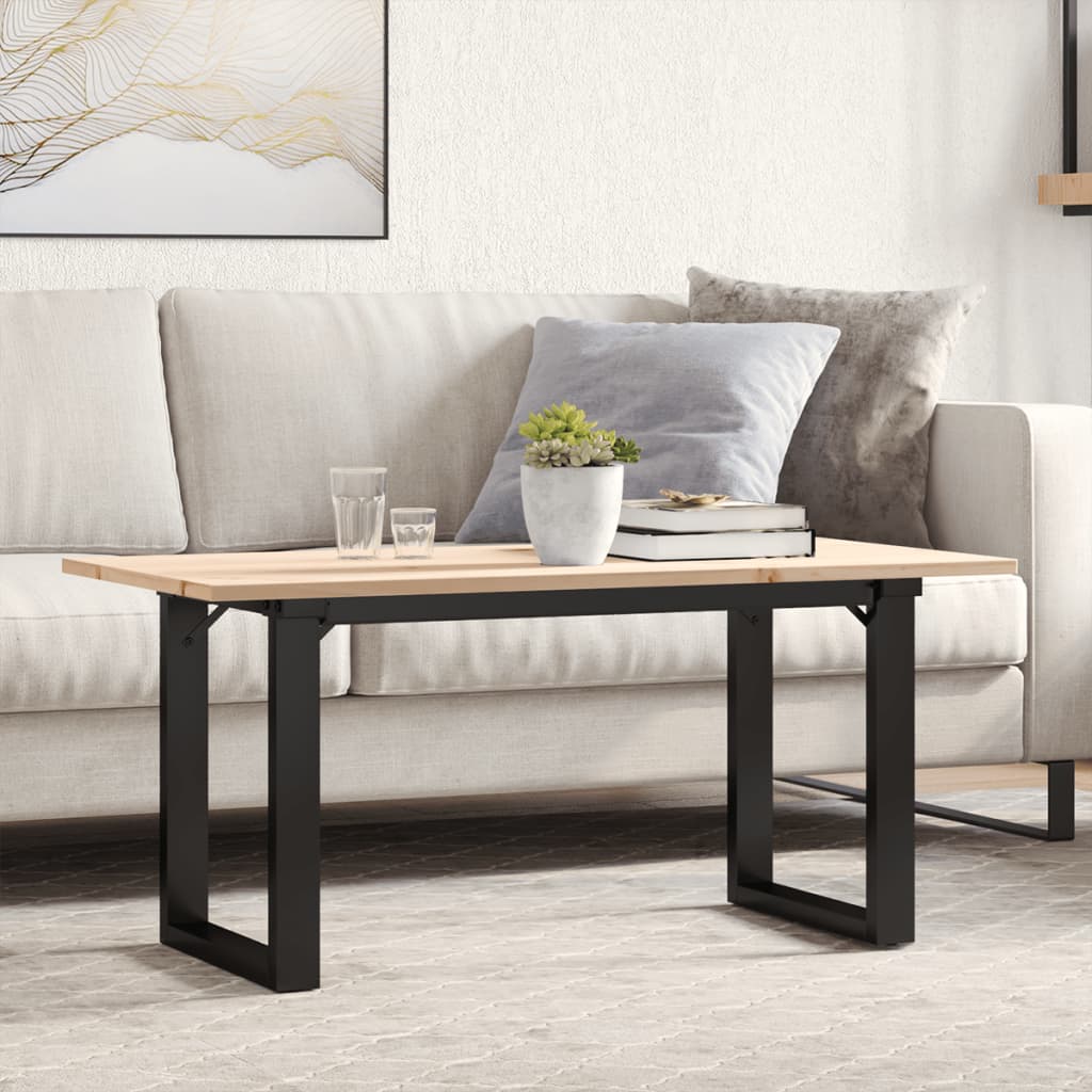 Vidaxl salontafel o-frame 100x50x45 cm massief grenenhout en staal