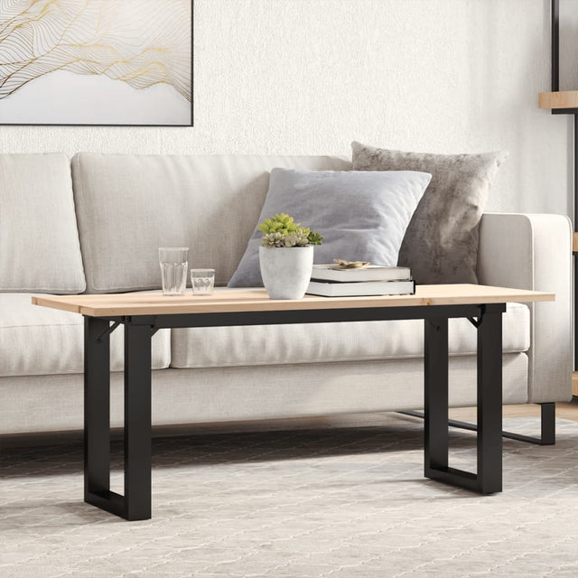 Vidaxl salontafel o-frame 110x40x45 cm massief grenenhout en staal