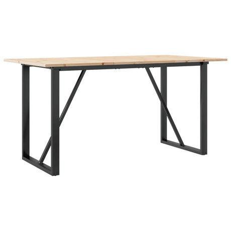 Vidaxl eettafel o-frame 140x80x75 cm massief grenenhout en staal