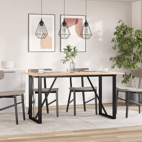 Vidaxl eettafel o-frame 140x80x75 cm massief grenenhout en staal