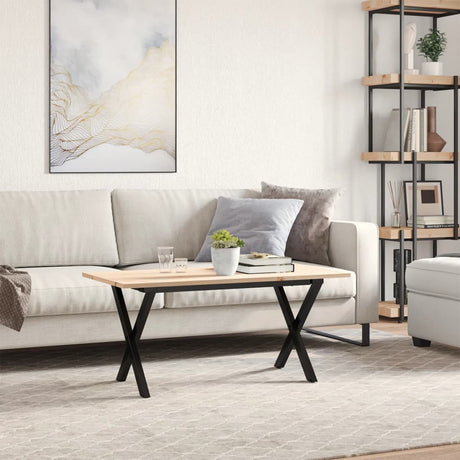 Vidaxl salontafel x-frame 90x40x45 cm massief grenenhout en staal