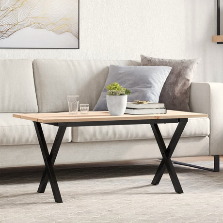 Vidaxl salontafel x-frame 90x40x45 cm massief grenenhout en staal
