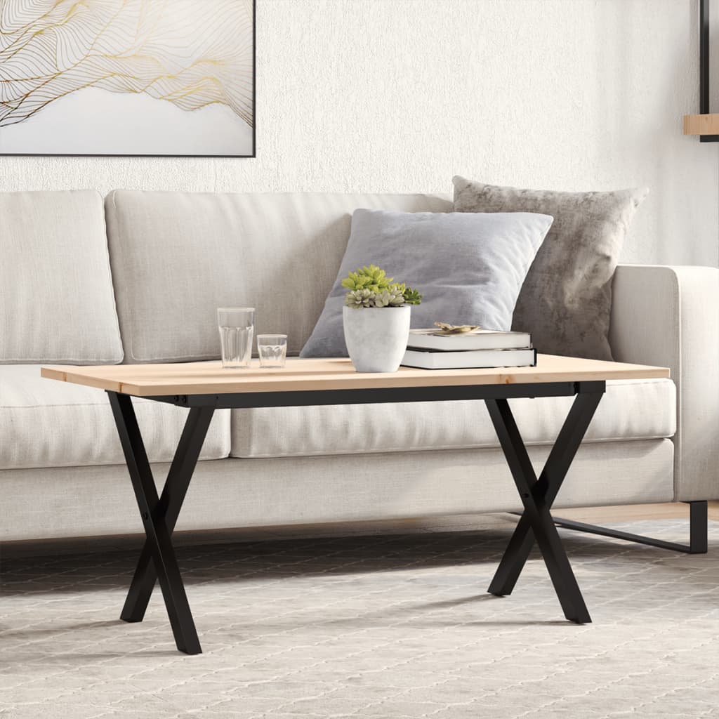 Vidaxl salontafel x-frame 100x50x45 cm massief grenenhout en staal