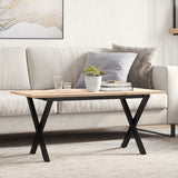 Vidaxl salontafel x-frame 100x50x45 cm massief grenenhout en staal