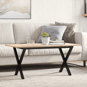 Vidaxl salontafel x-frame 100x50x45 cm massief grenenhout en staal