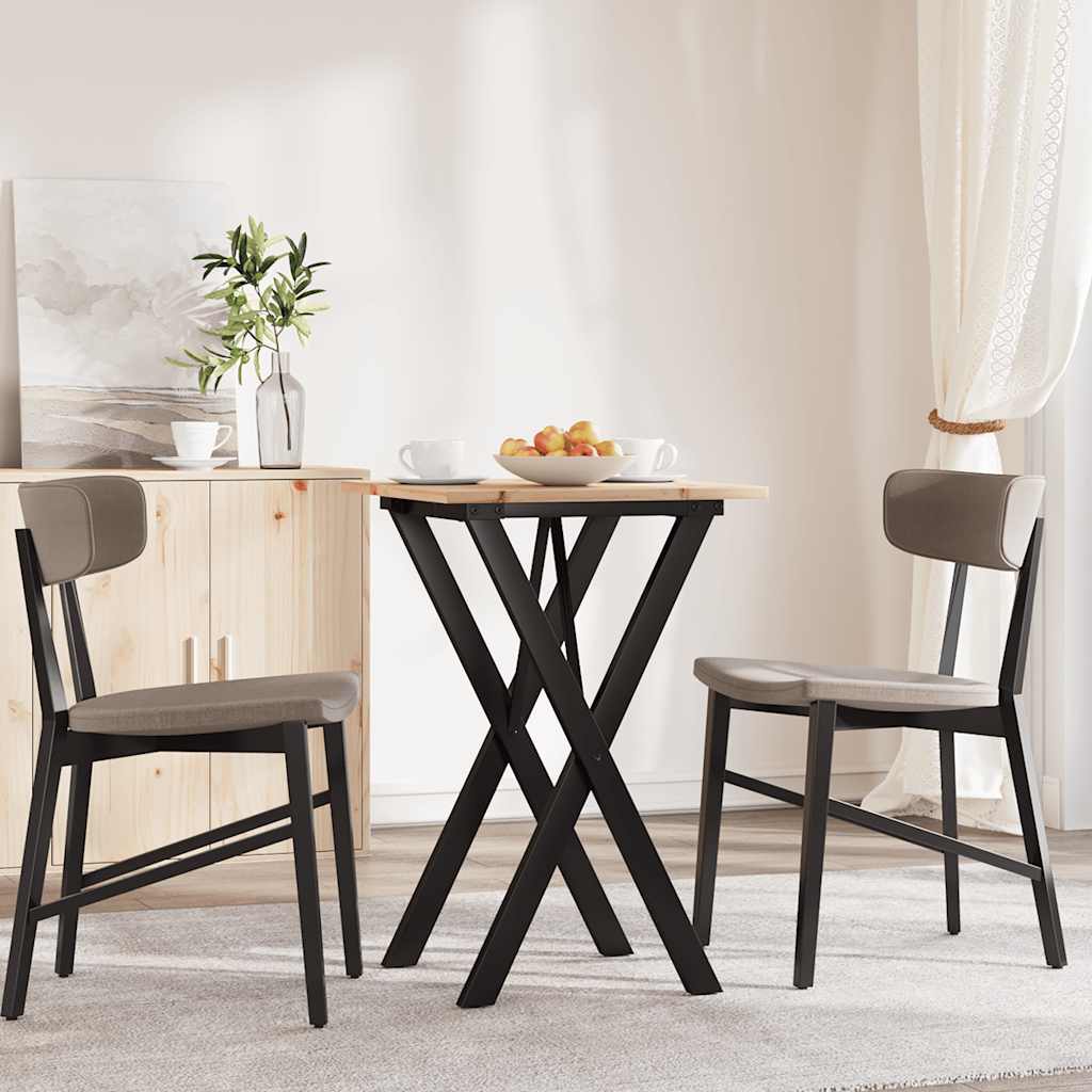 Vidaxl eettafel x-frame 50x50x75 cm massief grenenhout en staal
