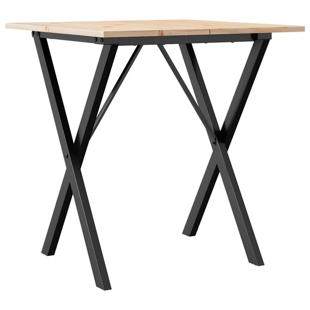 Vidaxl eettafel x-frame 70x70x75 cm massief grenenhout en staal