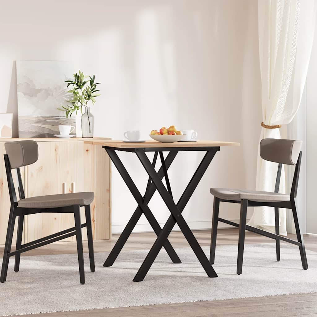 Vidaxl eettafel x-frame 70x70x75 cm massief grenenhout en staal