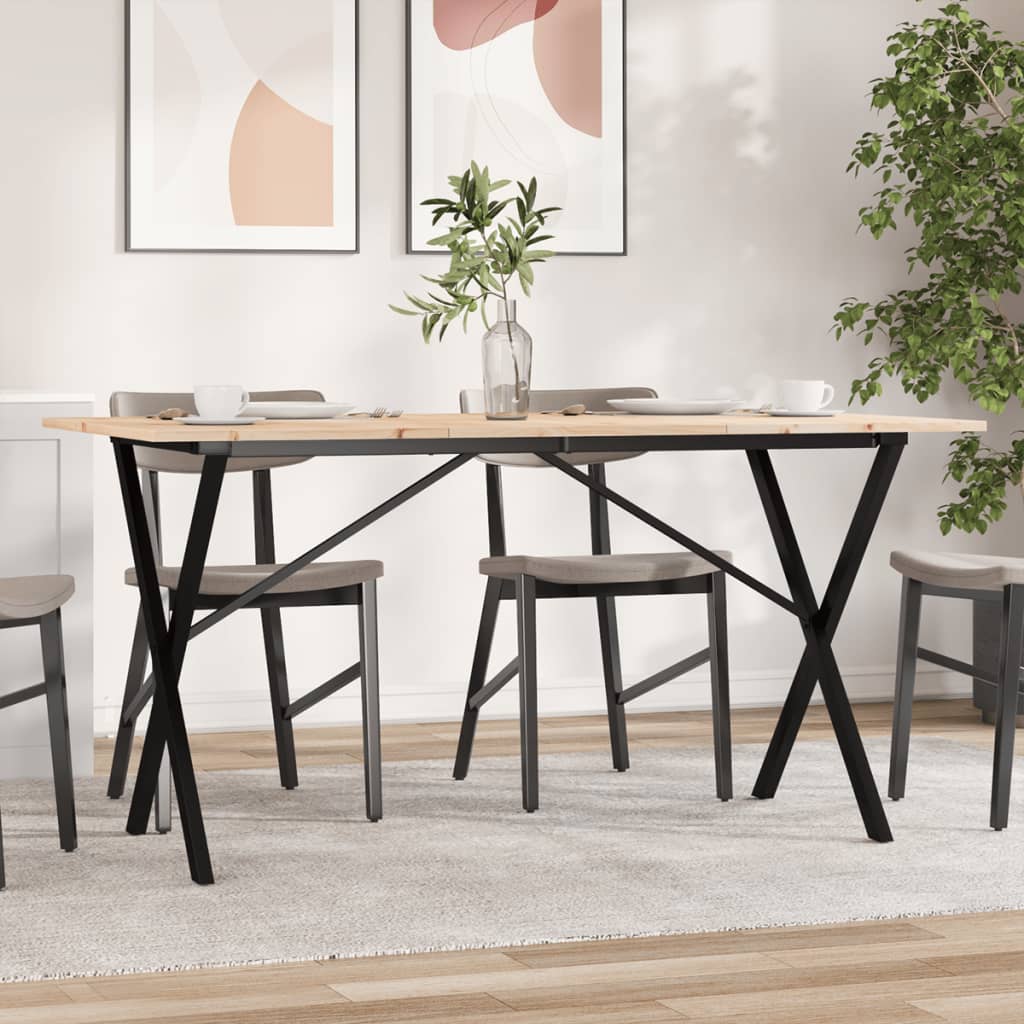 Vidaxl eettafel x-frame 160x80x75 cm massief grenenhout en staal