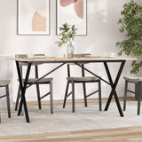 Vidaxl eettafel x-frame 160x80x75 cm massief grenenhout en staal