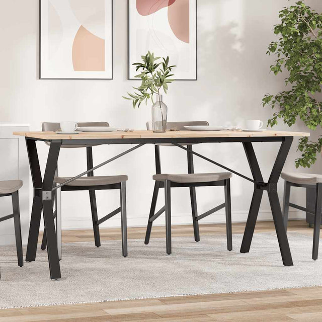 Vidaxl eettafel y-frame 140x80x75 cm massief grenenhout en staal
