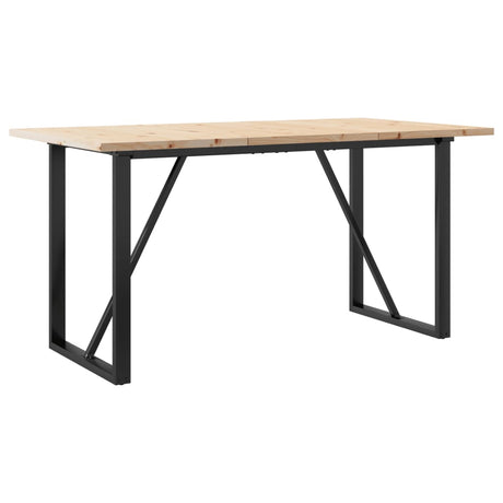 Vidaxl eettafel o-frame 140x80x75,5 cm massief grenenhout en staal
