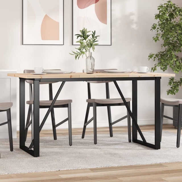 Vidaxl eettafel o-frame 140x80x75,5 cm massief grenenhout en staal