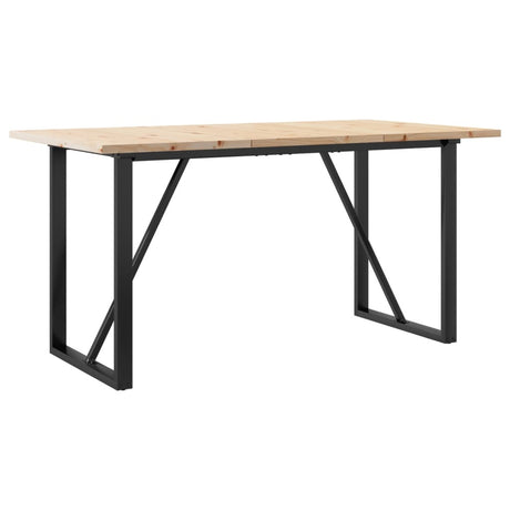 Vidaxl eettafel o-frame 160x80x75,5 cm massief grenenhout en staal