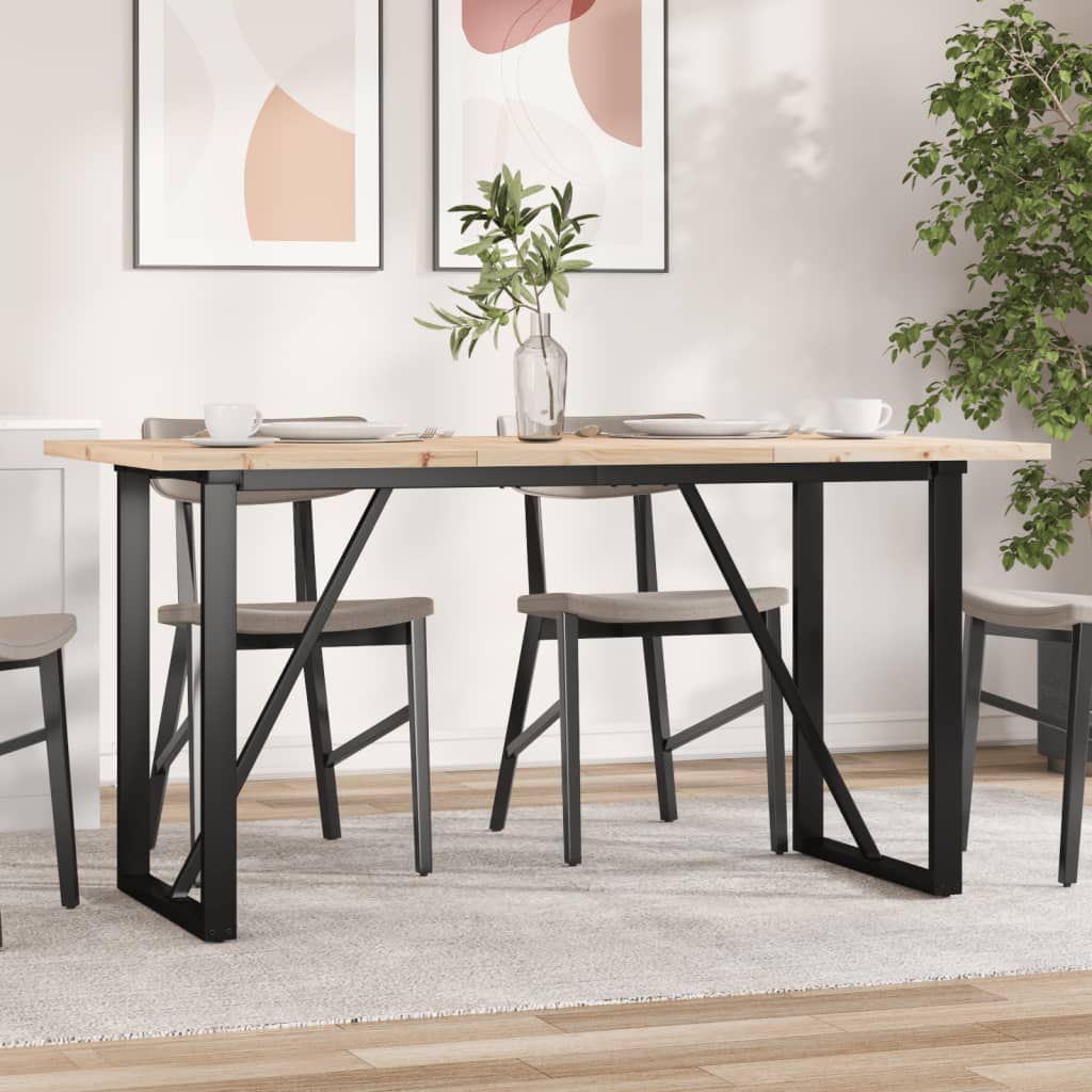 Vidaxl eettafel o-frame 160x80x75,5 cm massief grenenhout en staal