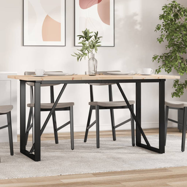 Vidaxl eettafel o-frame 160x80x75,5 cm massief grenenhout en staal