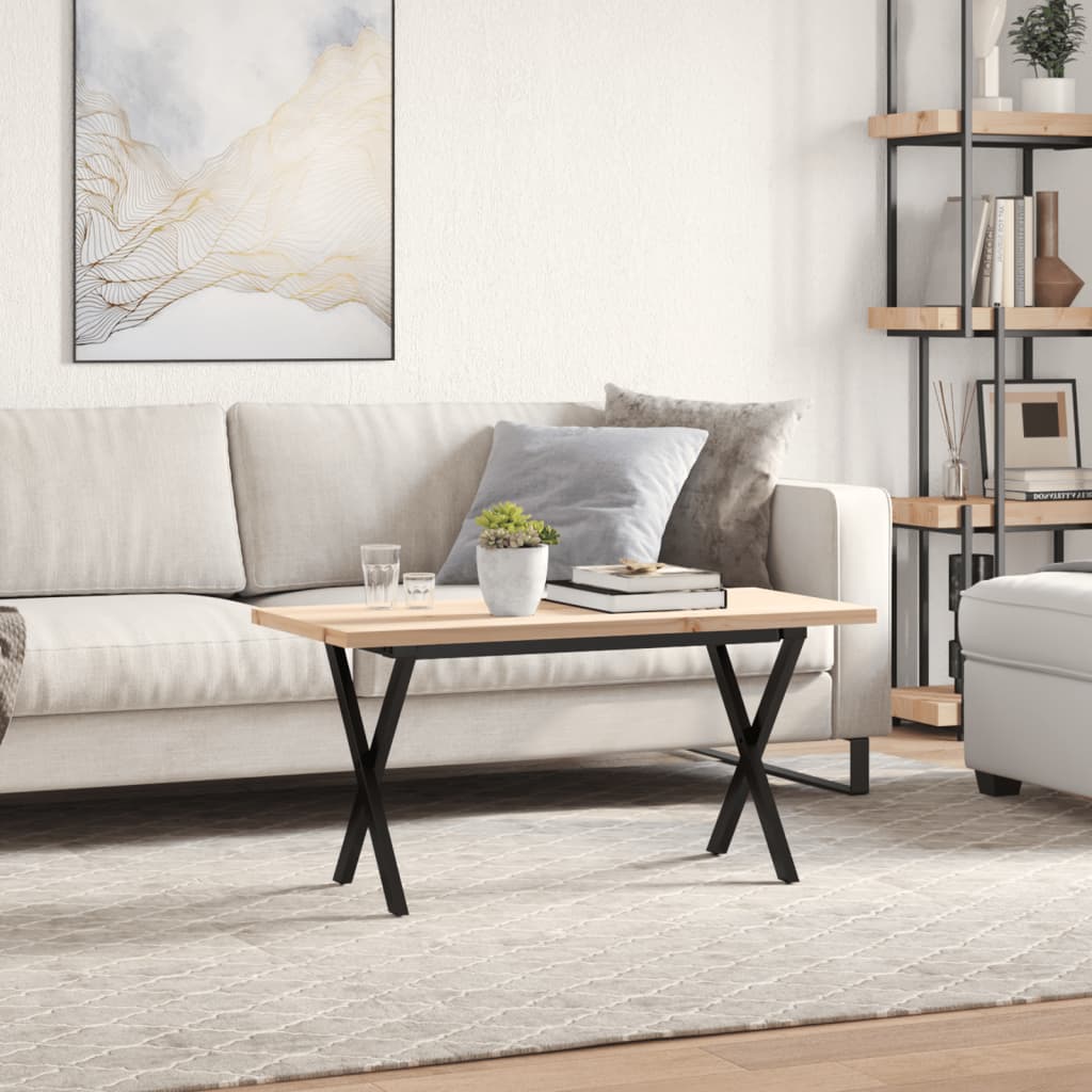Vidaxl salontafel x-frame 90x40x45,5 cm grenenhout en staal