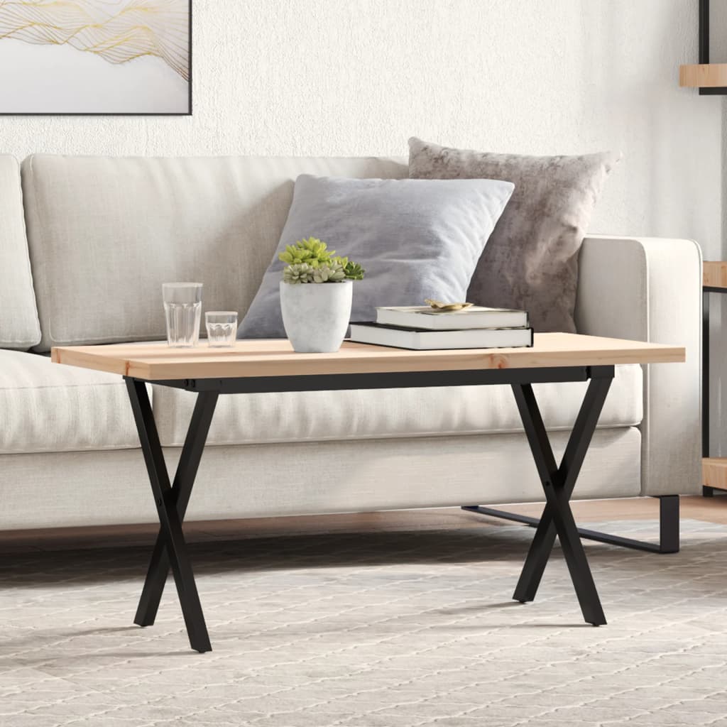 Vidaxl salontafel x-frame 90x40x45,5 cm grenenhout en staal