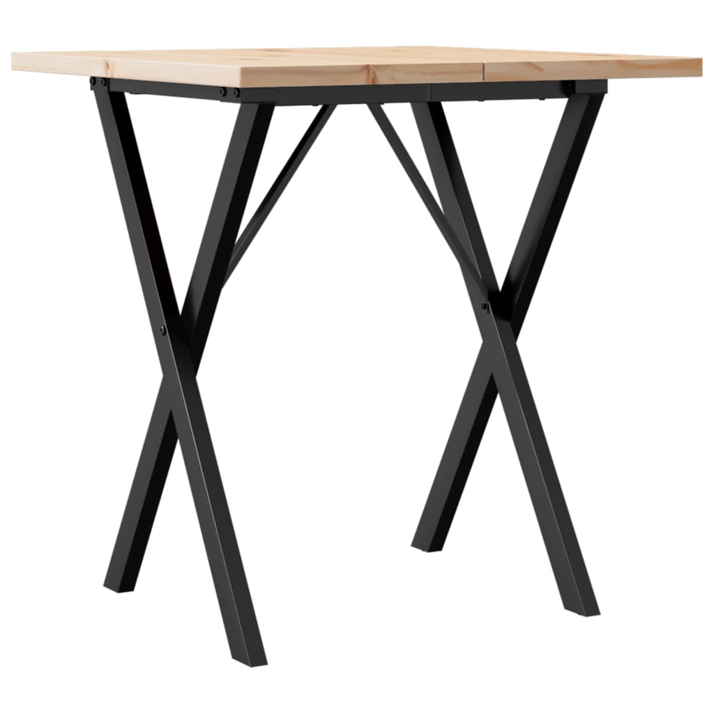 Vidaxl eettafel x-frame 70x70x75,5 cm massief grenenhout en staal