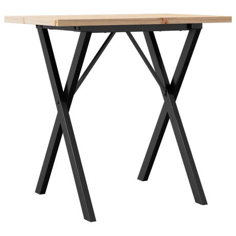 Vidaxl eettafel x-frame 80x50x75,5 cm massief grenenhout en staal