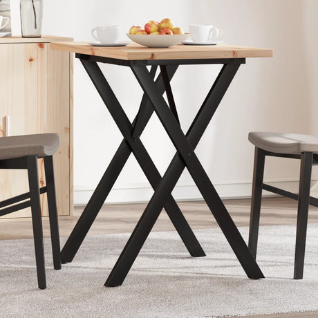 Vidaxl eettafel x-frame 80x50x75,5 cm massief grenenhout en staal