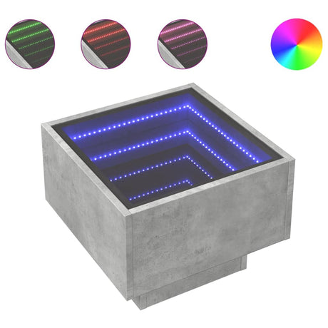 Vidaxl bijzettafel met led 40x40x30 cm bewerkt hout betongrijs