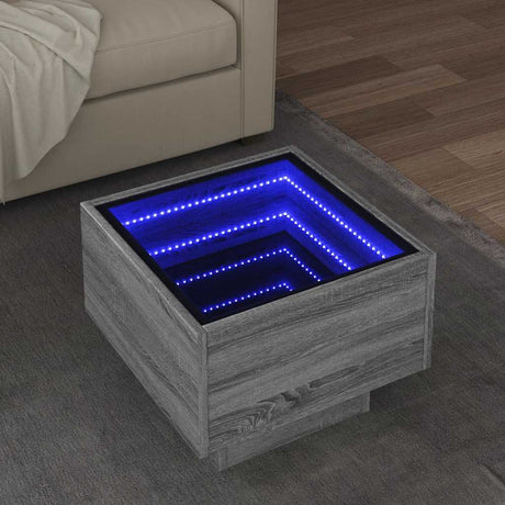 Vidaxl bijzettafel met led 40x40x30 cm bewerkt hout grijs sonoma eiken