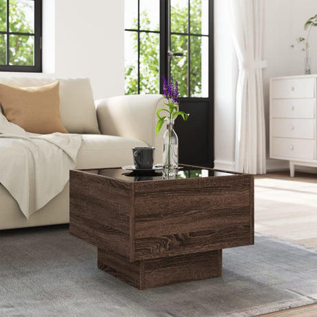 Vidaxl bijzettafel met led 40x40x30 cm bewerkt hout bruin eikenkleur