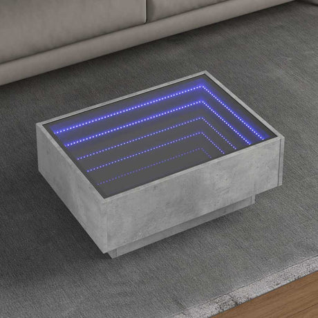 Vidaxl salontafel met led 70x50x30 cm bewerkt hout betongrijs