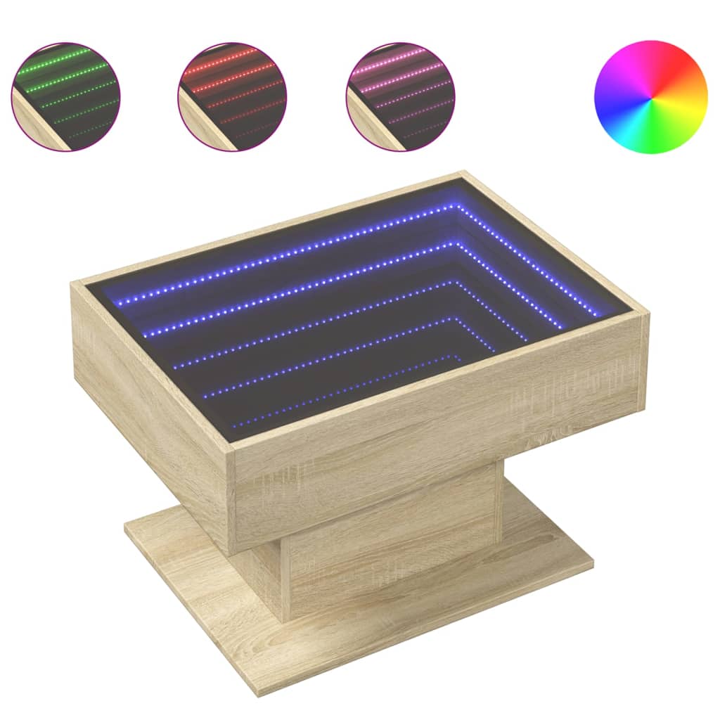 Vidaxl salontafel met led 70x50x45 cm bewerkt hout sonoma eikenkleurig