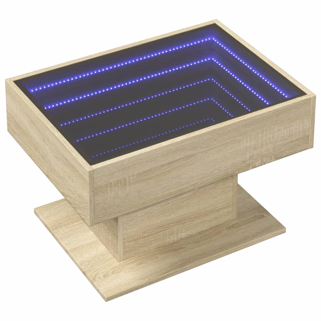 Vidaxl salontafel met led 70x50x45 cm bewerkt hout sonoma eikenkleurig