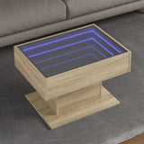 Vidaxl salontafel met led 70x50x45 cm bewerkt hout sonoma eikenkleurig
